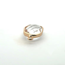 Clear Oval Hexagon Charm, Gold Plated, Sku#M2139