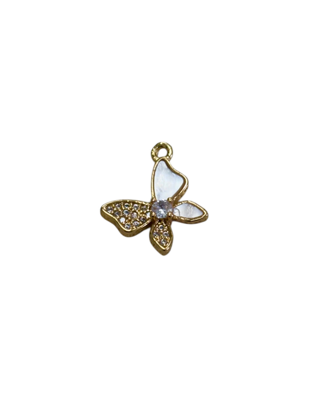 Butterfly Charm, Pearl, Gold Plated, M4426