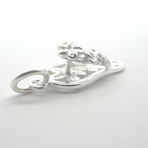 Flower slipper charm, sterling silver, sku#M3933