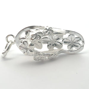 Flower slipper charm, sterling silver, sku#M3933