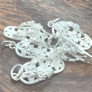 Flower slipper charm, sterling silver, sku#M3933