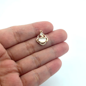 Pearl Rhinestone Gold Plated Charm, M4436