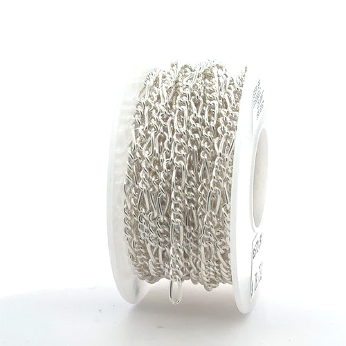 3.6mm Figaro Chain, Sterling Silver, Sku#S3831C