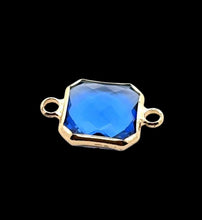 Blue Square charm, double ring crystal charm, SKU#M2145blue