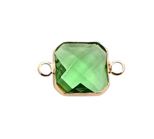 Green Square Charm, Gold Plated, Sku#M2145
