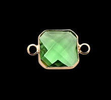 Green Square Charm, Gold Plated, Sku#M2145