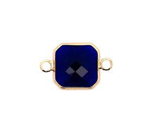 Royal Blue Square W/ Two Rings Charm, Gold Plated, Sku#M2145