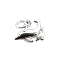 Dolphin w/ baby dolphin charm sterling silver, sku# M3934