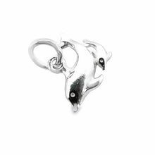 Dolphin w/ baby dolphin charm sterling silver, sku# M3934