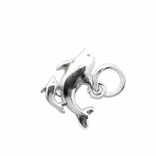 Dolphin w/ baby dolphin charm sterling silver, sku# M3934
