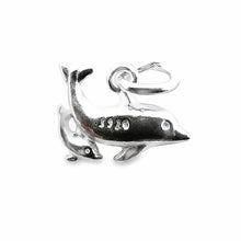 Dolphin w/ baby dolphin charm sterling silver, sku# M3934