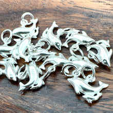 Dolphin w/ baby dolphin charm sterling silver, sku# M3934