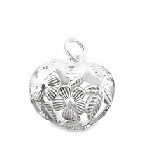 Flower heart charm, sterling silver, sku# M3924