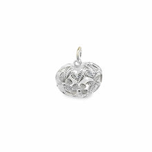 Flower heart charm, sterling silver, sku# M3924