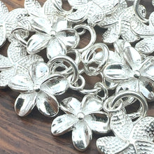 Plumeria charm, sterling silver, sku#M3929