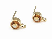 4MM Bezel Ear Post W/ Ring