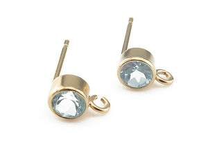 4MM Bezel Ear Post W/ Ring