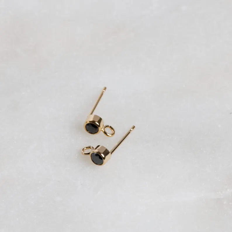 4MM Bezel Ear Post W/ Ring