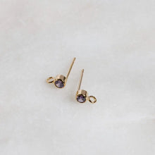 4MM Bezel Ear Post W/ Ring