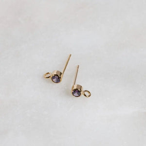 4MM Bezel Ear Post W/ Ring