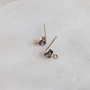 3MM Bezel Ear Post W/ Ring
