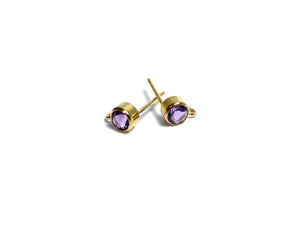 4MM Bezel Ear Post W/ Ring