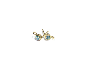 3MM Bezel Ear Post W/ Ring