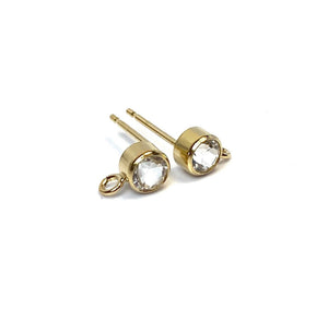 4MM Bezel Ear Post W/ Ring