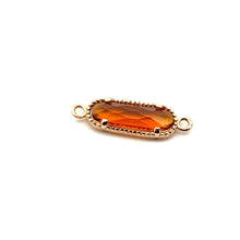 Orange crystal charm, Oval shape
