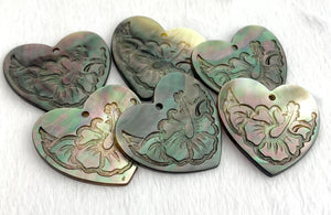 Mother of Pearl Carved Heart Charm Sku#M3496