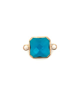 Blue Square Charm, Gold Plated, Sku#2145