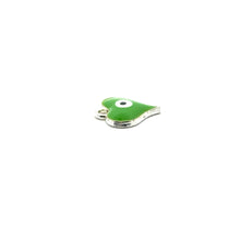 Green Evil eye heart shape charm, silver plated,SKU#M3393