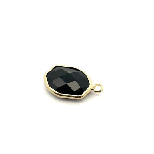 Black crystal charm, 14K gold plated. SKU#M8810