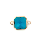 Blue Square Charm, Gold Plated, Sku#2145