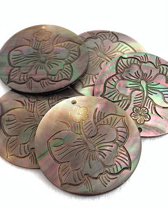 Carved Flower Mother of Pearl Charm Sku#M3486