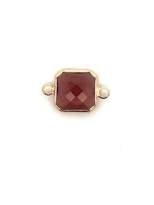 Cherry Wine Square Charm, Gold Plated, Sku#M2145