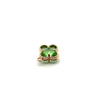 Light green four leaf clover charm, 14K gold plated. SKU# M8816