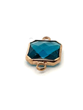 Blue Square Charm, Gold Plated, Sku#2145