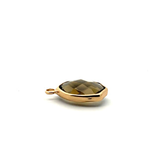 Brown Crystal charm, 14K gold plated. SKU#M888