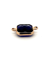 Royal Blue Square W/ Two Rings Charm, Gold Plated, Sku#M2145