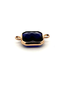 Royal Blue Square W/ Two Rings Charm, Gold Plated, Sku#M2145