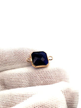 Royal Blue Square W/ Two Rings Charm, Gold Plated, Sku#M2145