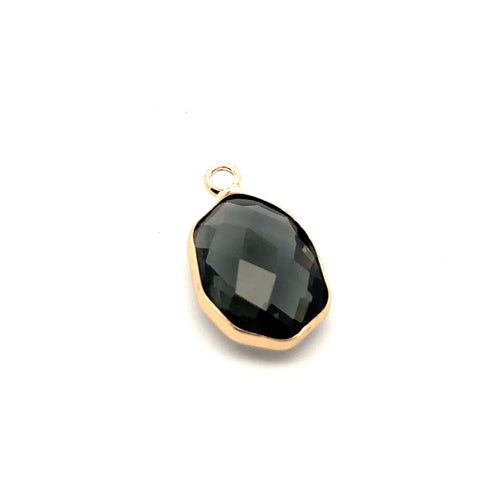 Black crystal charm, 14K gold plated. SKU#M8810