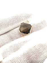 Champagne Brown Square Charm, Gold Plated, Sku#2145