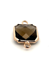 Champagne Brown Square Charm, Gold Plated, Sku#2145