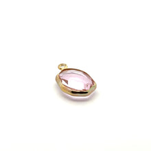 Pink crystal charm, 14K gold plated. SKU#M889