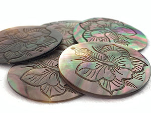 Carved Flower Mother of Pearl Charm Sku#M3486