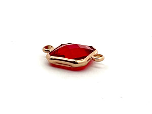 Ruby Square Charm, Gold Plated, Sku#M2145