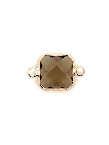 Champagne Brown Square Charm, Gold Plated, Sku#2145