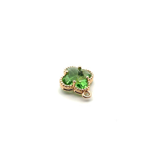 Light green four leaf clover charm, 14K gold plated. SKU# M8816